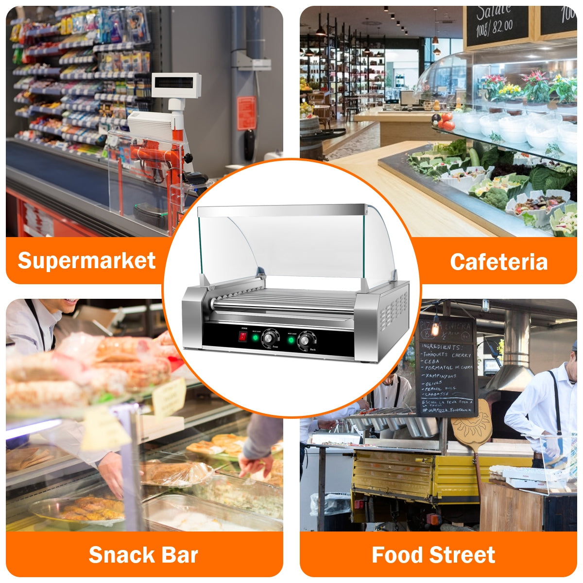 Commercial 11 Roller Grill, 30 Hot Dog Cooker Machine, Silver Food Warmers & Burners at Gallery Canada