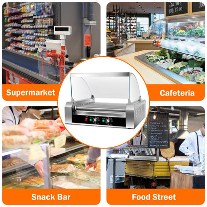 Commercial 11 Roller Grill, 30 Hot Dog Cooker Machine, Silver Food Warmers & Burners at Gallery Canada
