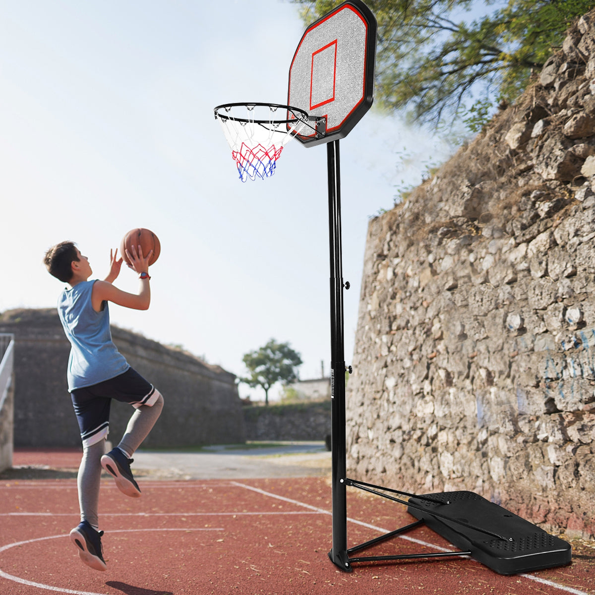 43 Inch Adjustable Basketball Hoop, Indoor Outdoor, Black Sport Equipments at Gallery Canada