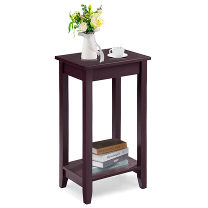2-Tier Nightstand, Wooden Legs Table, Brown Nightstands Brown at Gallery Canada