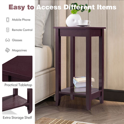 2-Tier Nightstand, Wooden Legs Table, Brown Nightstands at Gallery Canada