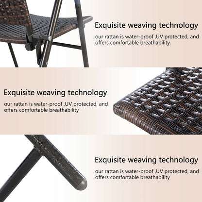 Set of 4 Rattan Folding Chairs, Brown Patio Dining Chairs at Gallery Canada