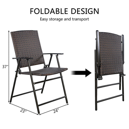 Set of 4 Rattan Folding Chairs, Brown Patio Dining Chairs at Gallery Canada