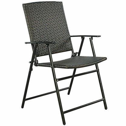 Set of 4 Rattan Folding Chairs, Brown Patio Dining Chairs at Gallery Canada