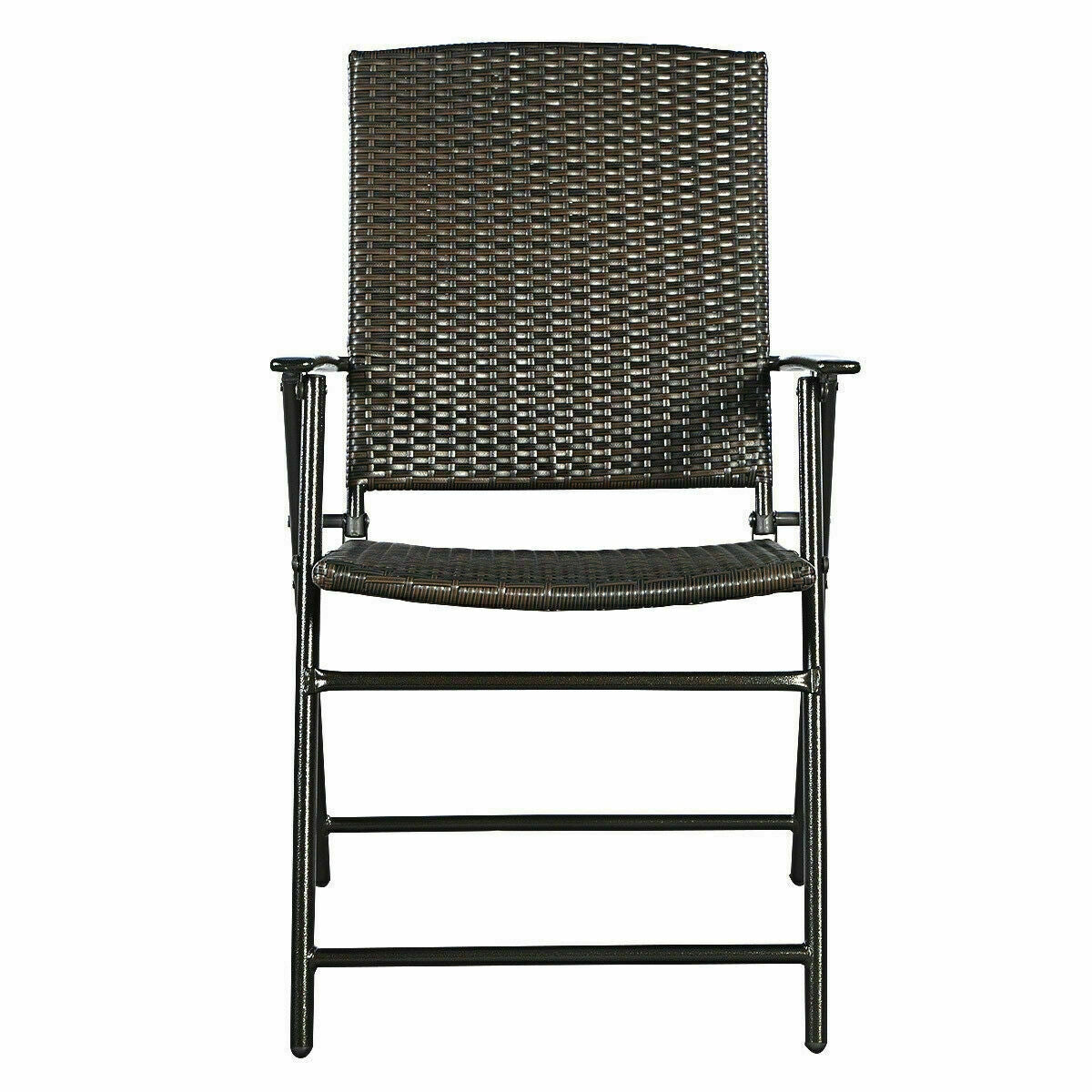 Set of 4 Rattan Folding Chairs, Brown Patio Dining Chairs at Gallery Canada