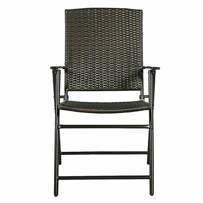 Set of 4 Rattan Folding Chairs, Brown Patio Dining Chairs at Gallery Canada