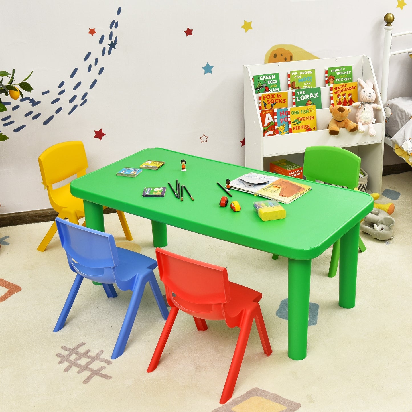 Kids Plastic Table And 4 Chairs Set, Multicolor Kids Table & Chair Sets at Gallery Canada