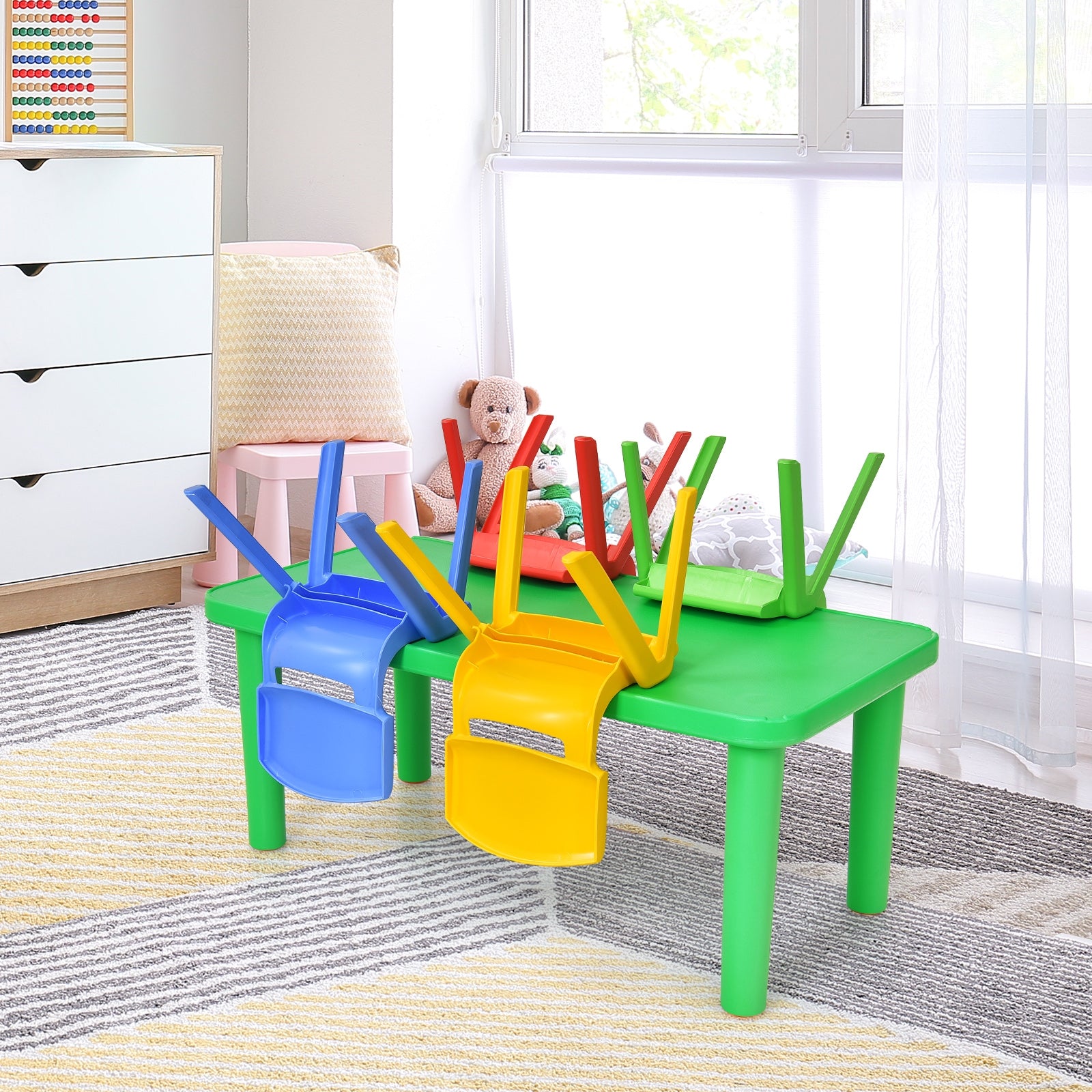 Kids Plastic Table And 4 Chairs Set, Multicolor Kids Table & Chair Sets at Gallery Canada