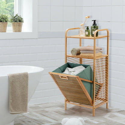 Bamboo Laundry Hamper With 2-Tier Shelf, Removable Liner, Natural Laundry Baskets at Gallery Canada