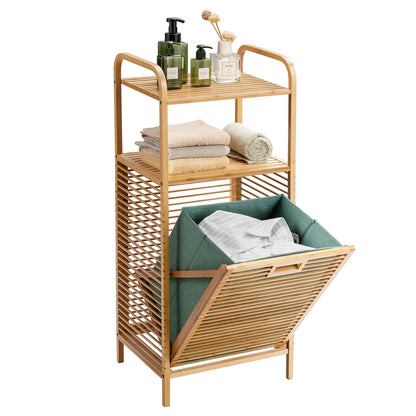 Bamboo Laundry Hamper With 2-Tier Shelf, Removable Liner, Natural Laundry Baskets at Gallery Canada