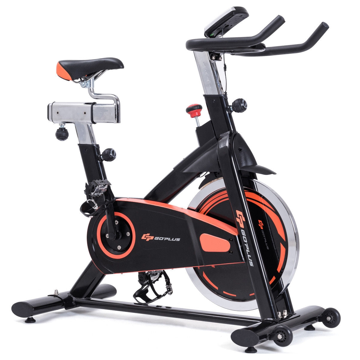 Indoor Fixed Aerobic Exercise Bike With Flywheel, LCD Display, Black Exercise Bikes at Gallery Canada