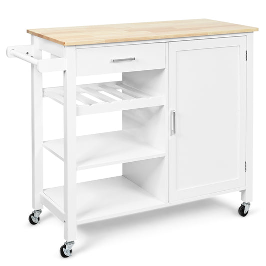 Kitchen Island Cart Rolling Serving Cart Wood Trolley, White Kitchen Islands & Carts White at Gallery Canada