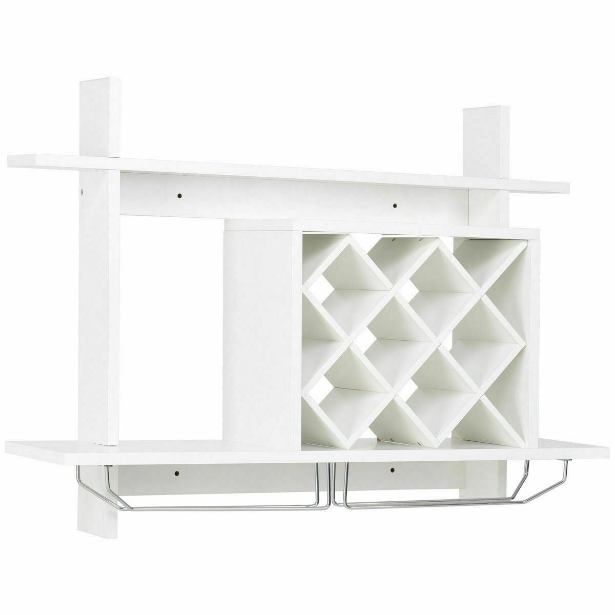 Household Wall Mount Wine Rack Organizer with Glass Holder Storage Shelf, White Wine Racks White at Gallery Canada