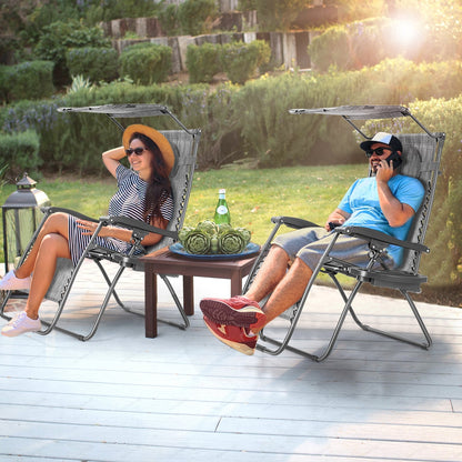 Folding Recliner Lounge Chair With Shade Canopy, Cup Holder, Gray Beach & Lawn Chairs at Gallery Canada