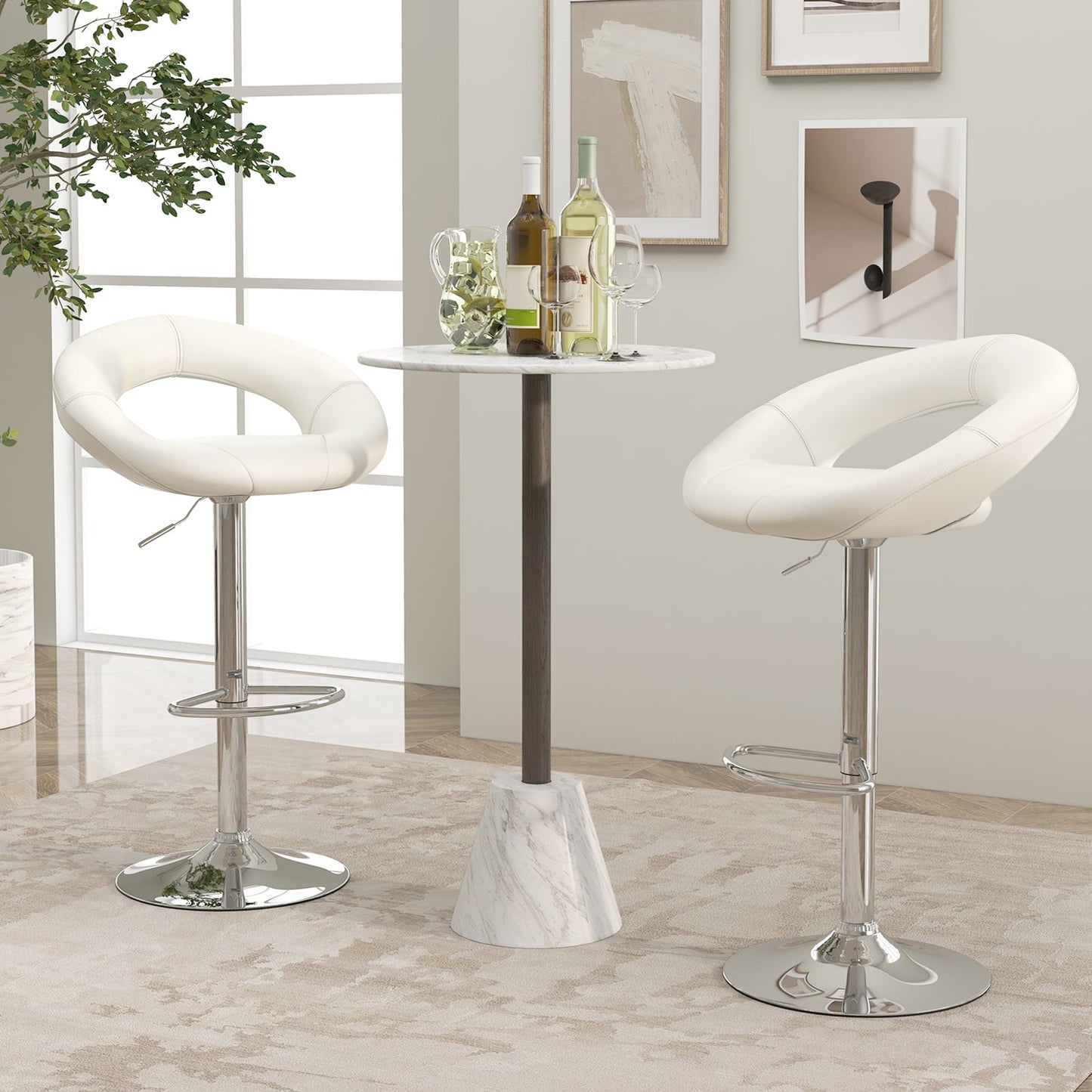 Height Adjustable Bar Stools, Set of 2, White Bar Stools at Gallery Canada