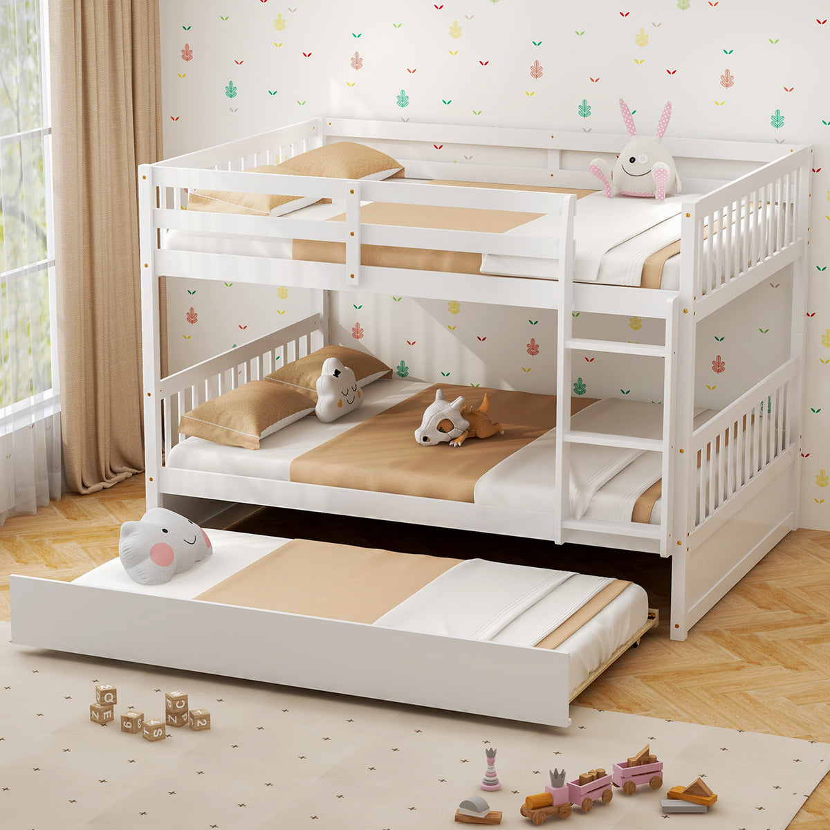 Full Over Full Bunk Bed, Wood Platform, White Bunk Bed Frame at Gallery Canada