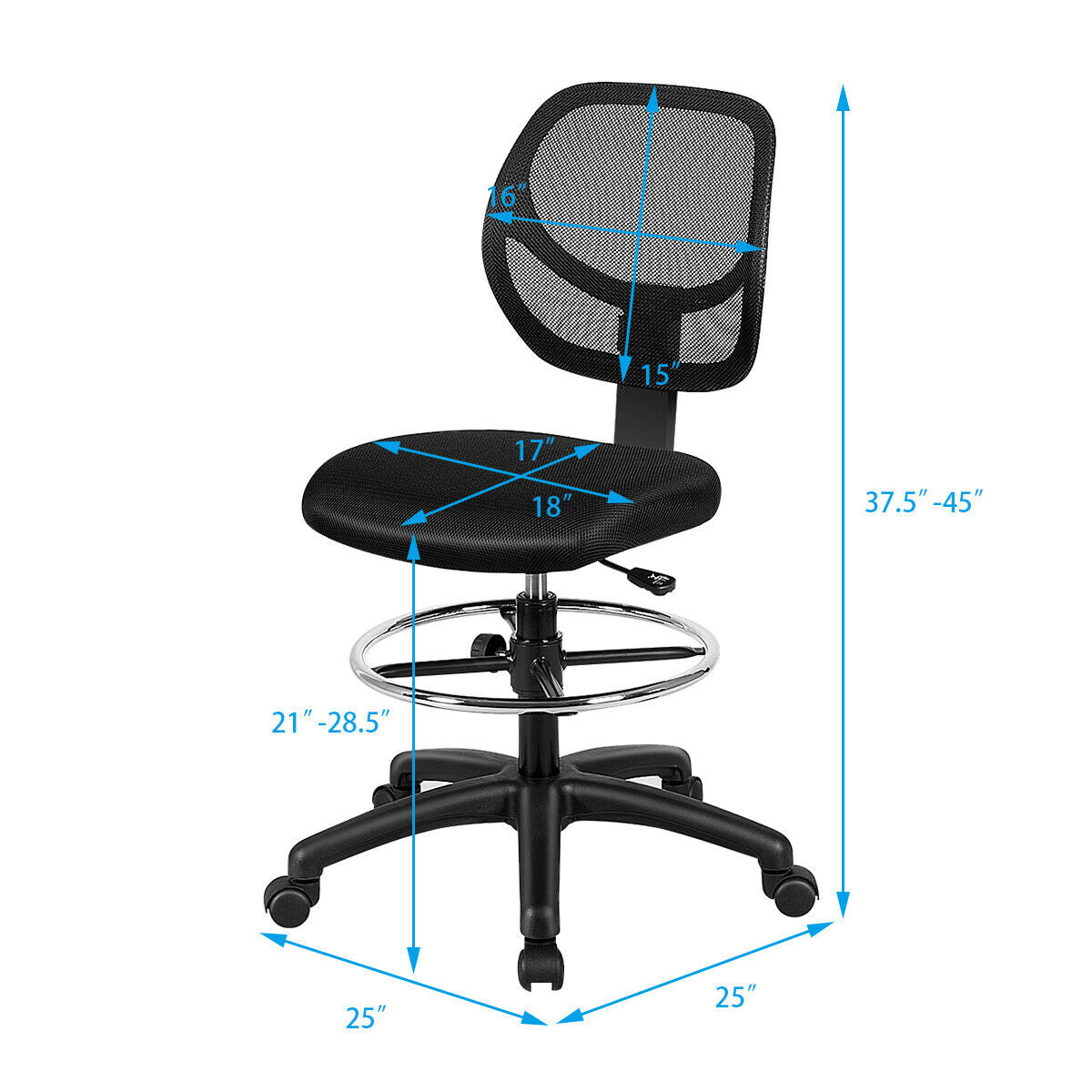 Adjustable Height Mesh Office Chair, Black Mesh Chairs at Gallery Canada