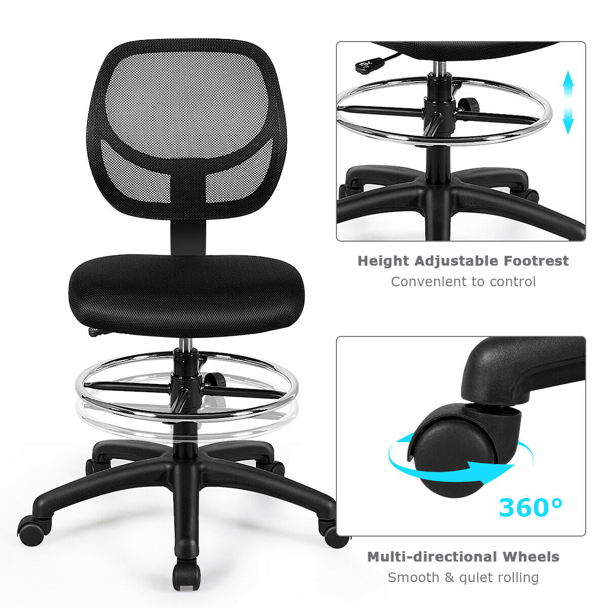 Adjustable Height Mesh Office Chair, Black Mesh Chairs at Gallery Canada