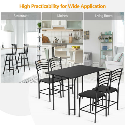 5 Piece Wood Rectangular Dining Table Set, Black Dining Room Sets at Gallery Canada