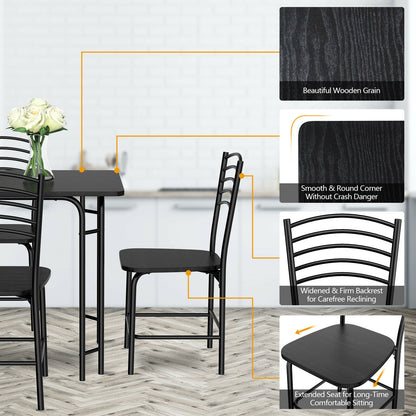 5 Piece Wood Rectangular Dining Table Set, Black Dining Room Sets at Gallery Canada