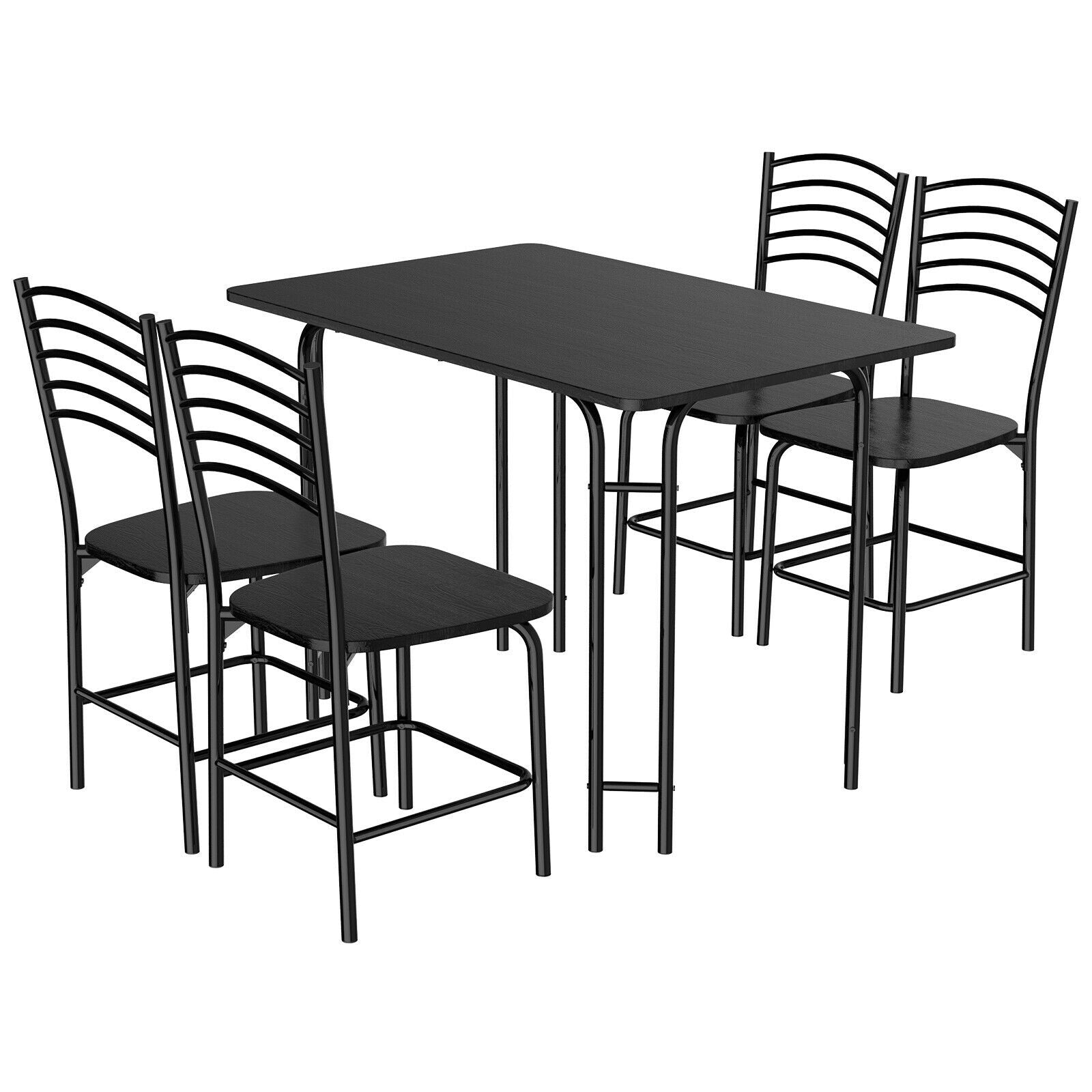 5 Piece Wood Rectangular Dining Table Set, Black Dining Room Sets at Gallery Canada
