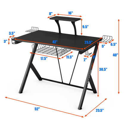 Multifunctional Gaming Desk With Headset Hook, Cup Holder, Black Gaming Desks at Gallery Canada