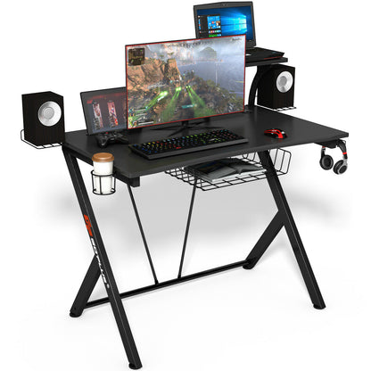 Multifunctional Gaming Desk With Headset Hook, Cup Holder, Black Gaming Desks at Gallery Canada