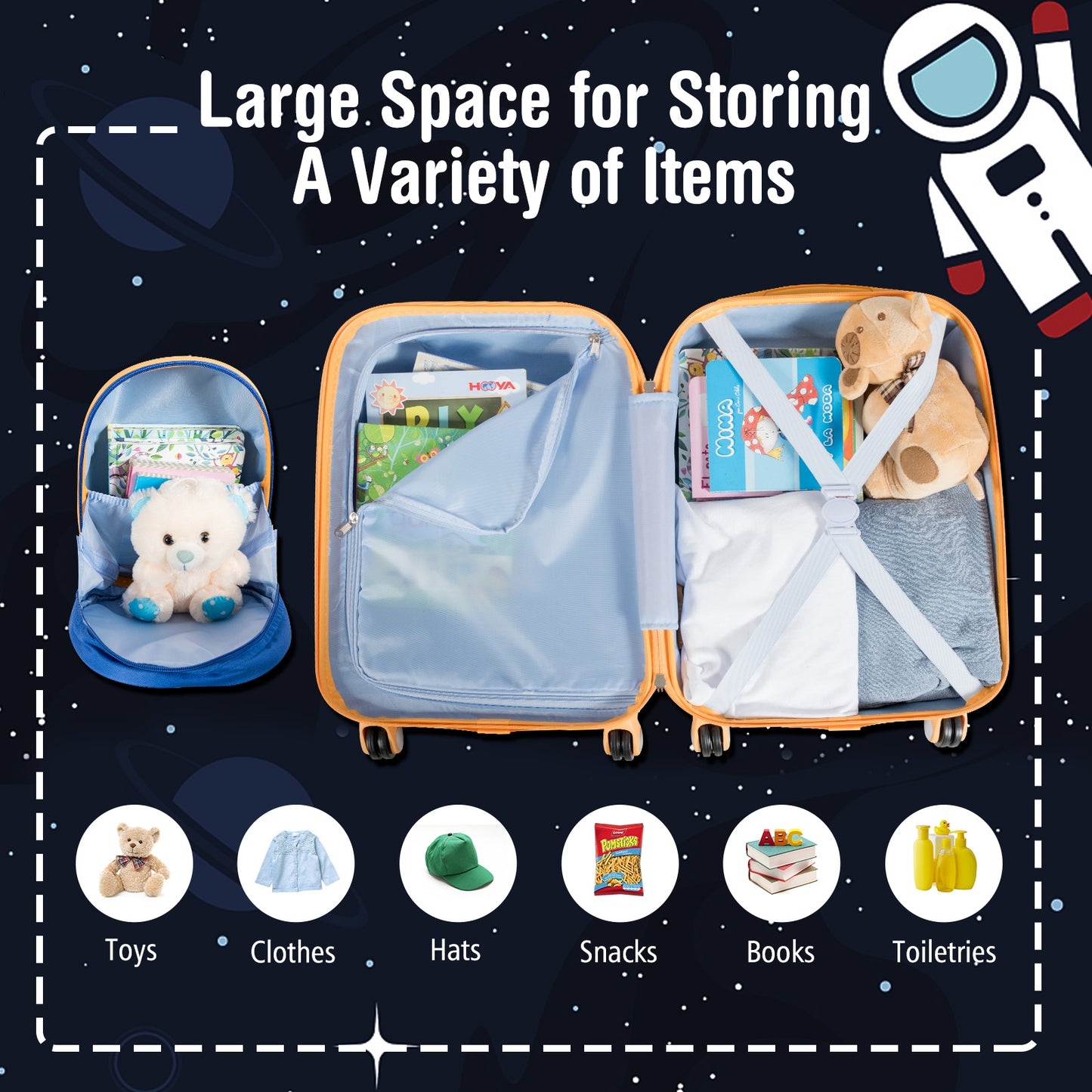 Kids Rolling Suitcase And Backpack Set, 2 PC, Navy Kids Luggage at Gallery Canada