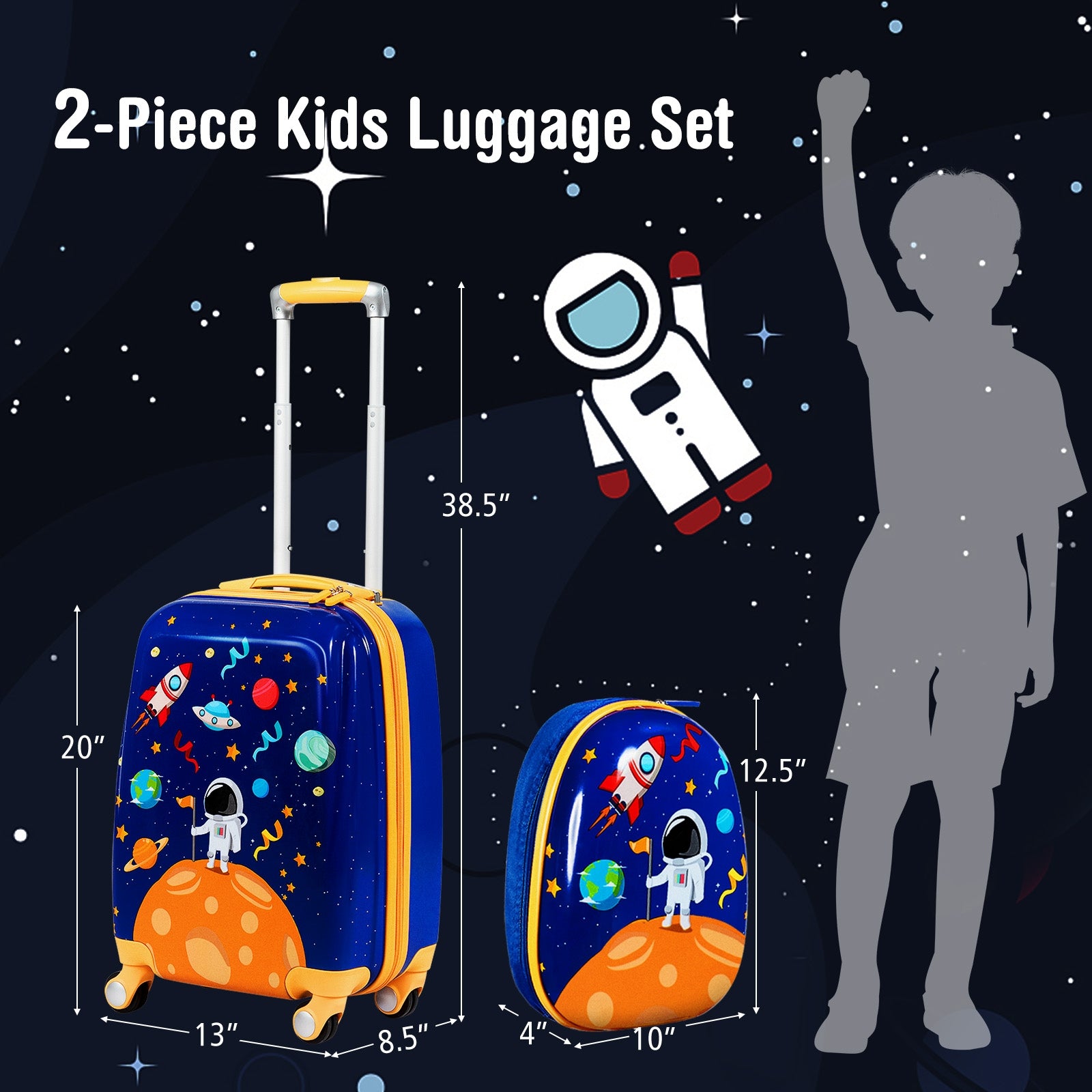 Kids Rolling Suitcase And Backpack Set, 2 PC, Navy Kids Luggage at Gallery Canada