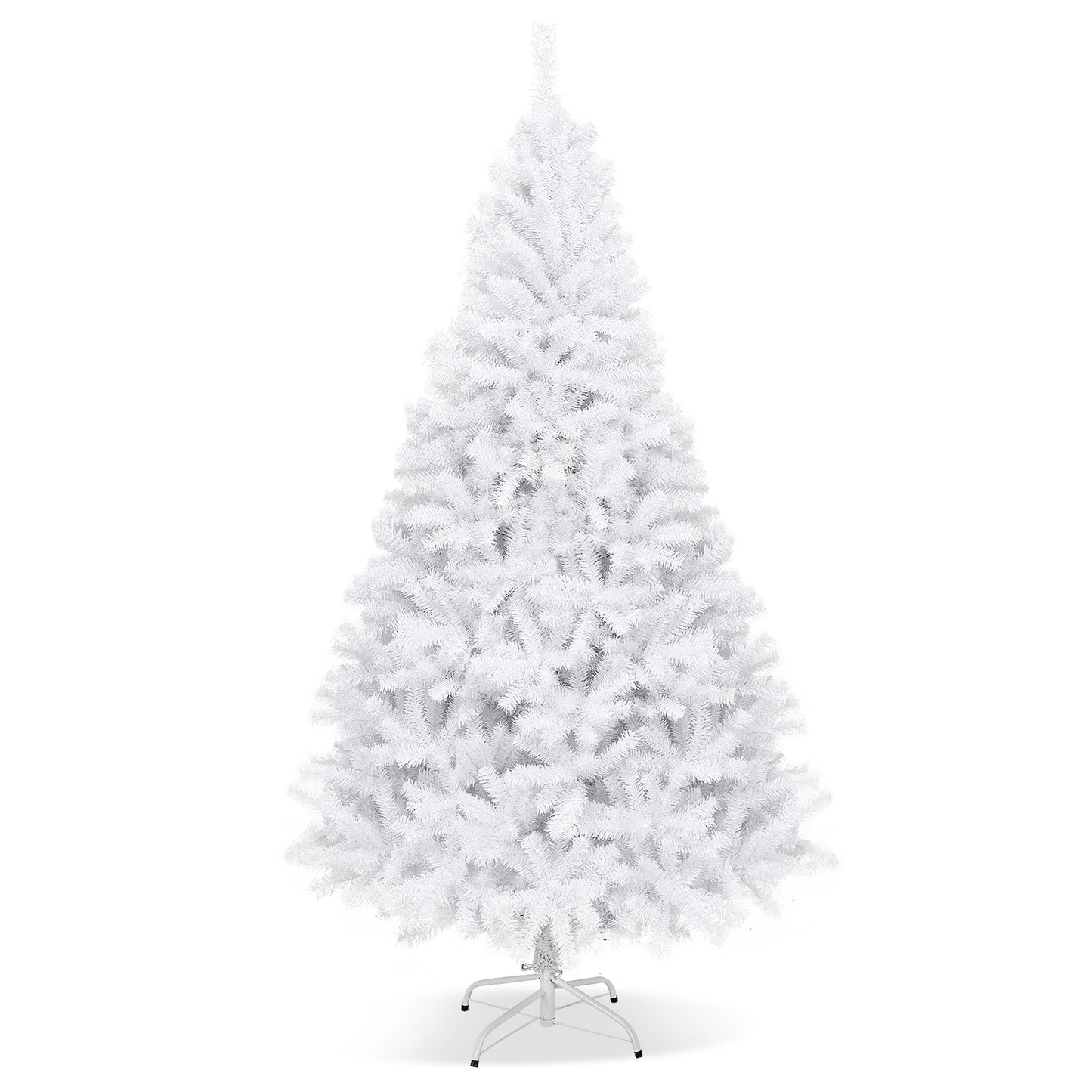 Hinged Artificial Christmas Tree, 7.5 Feet, Metal Stand, White Christmas Tree White at Gallery Canada