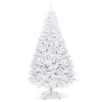 Hinged Artificial Christmas Tree, 7.5 Feet, Metal Stand, White Christmas Tree White at Gallery Canada