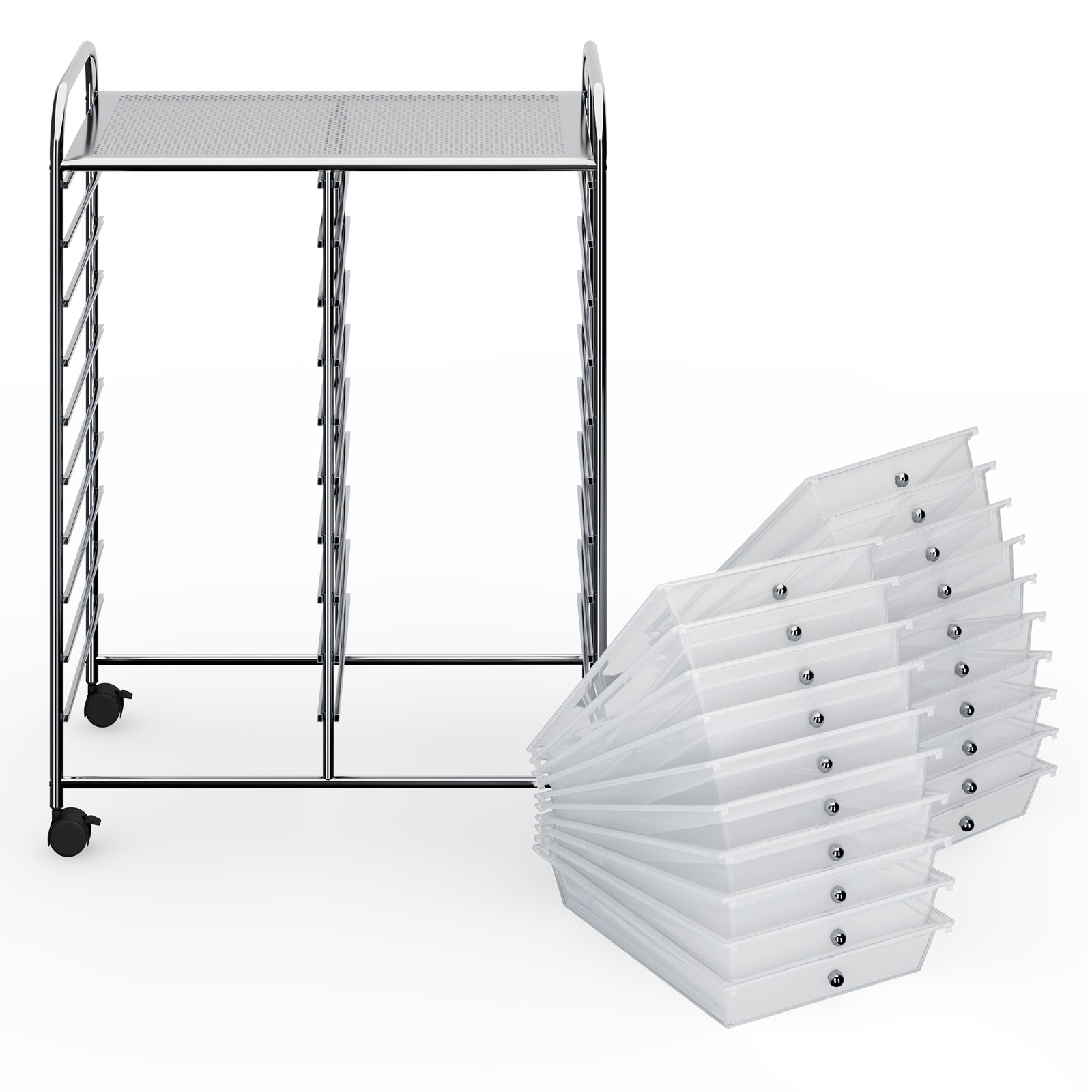 20 Drawers Rolling Cart Storage Organizer, Transparent File Cabinets at Gallery Canada
