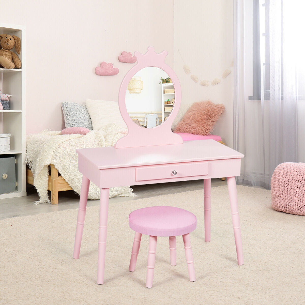 Kids Vanity Makeup Table And Chair Set, Pink Kids Vanities at Gallery Canada