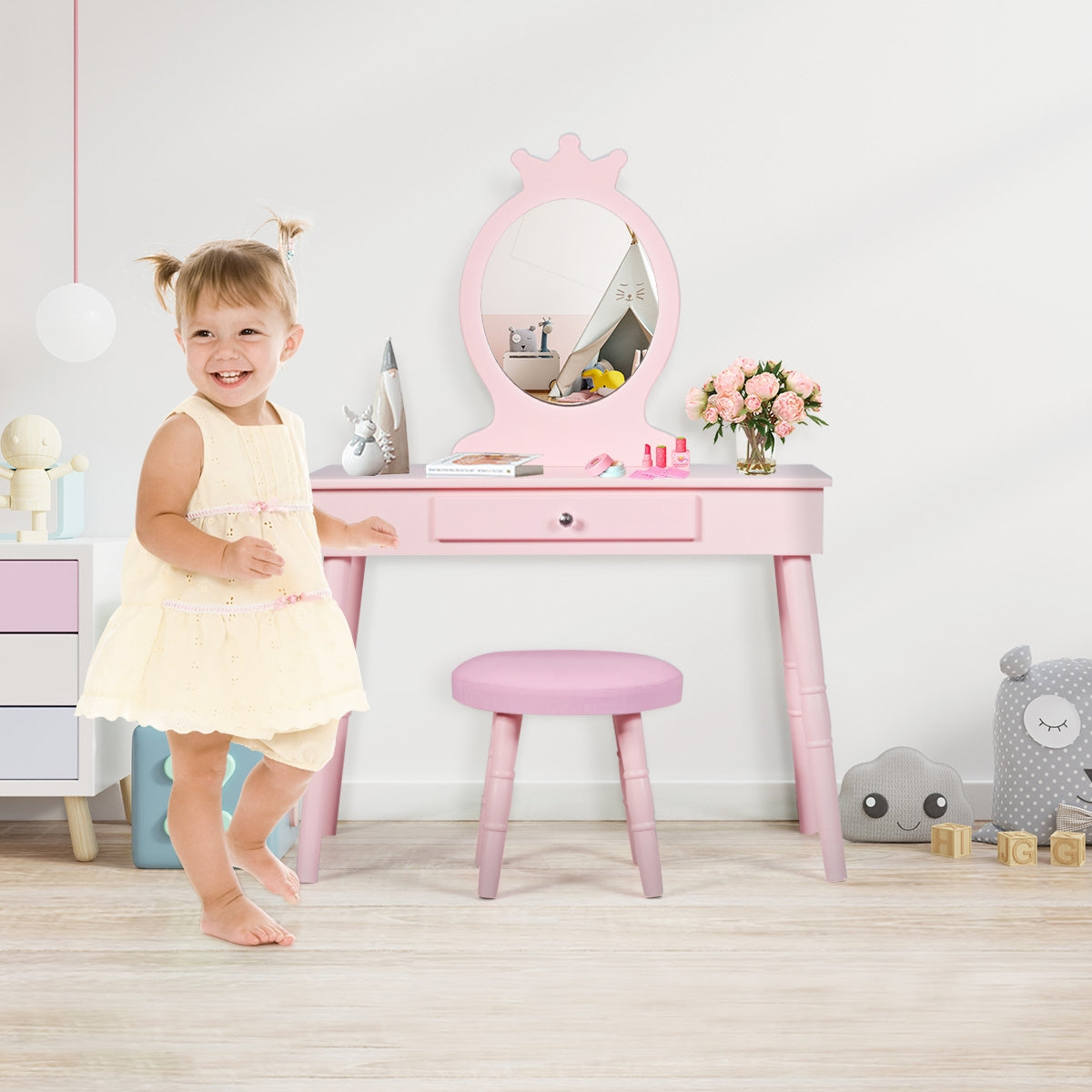 Kids Vanity Makeup Table And Chair Set, Pink Kids Vanities at Gallery Canada
