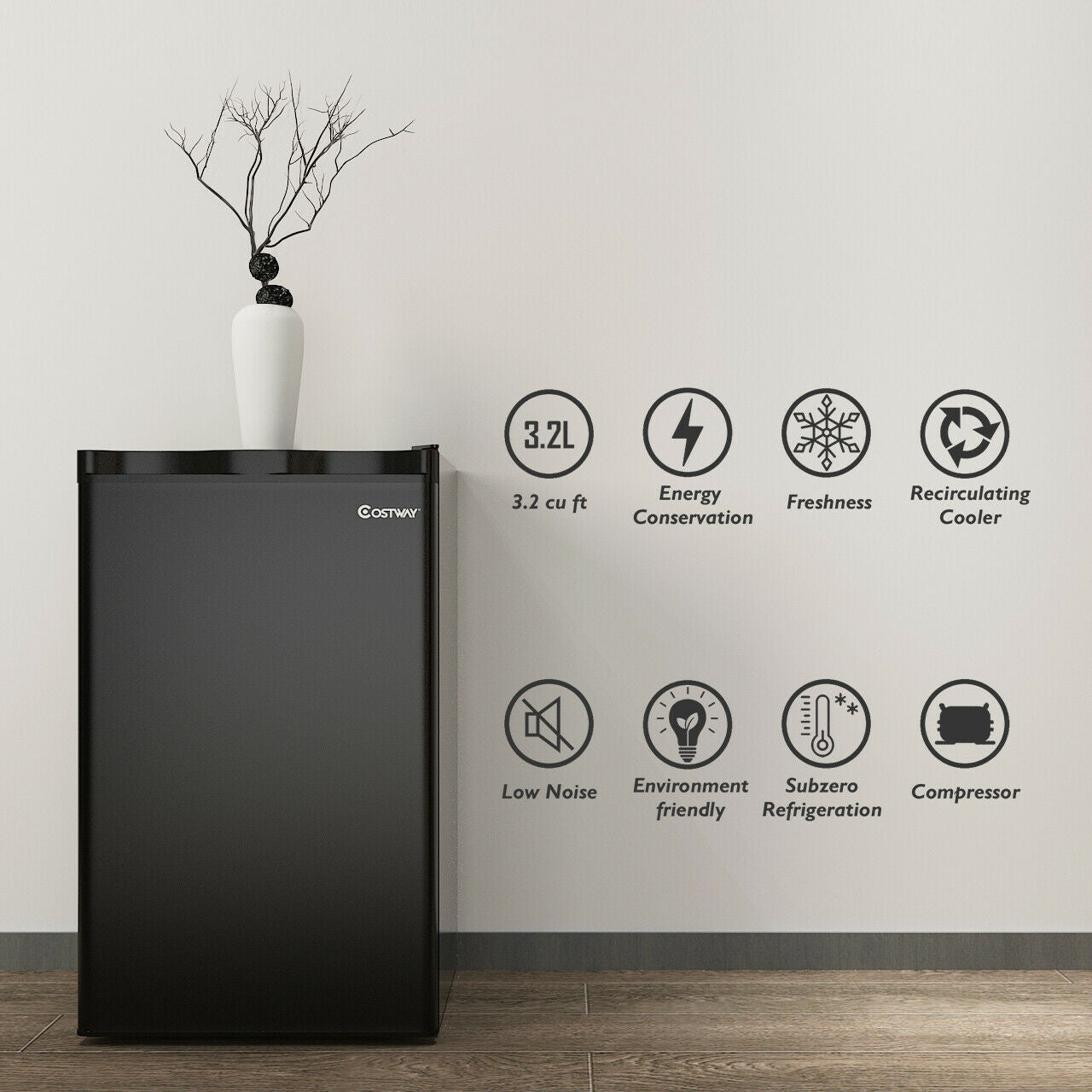 3.2 Cu.Ft. Mini Dorm Compact Refrigerator, Black Refrigerators at Gallery Canada