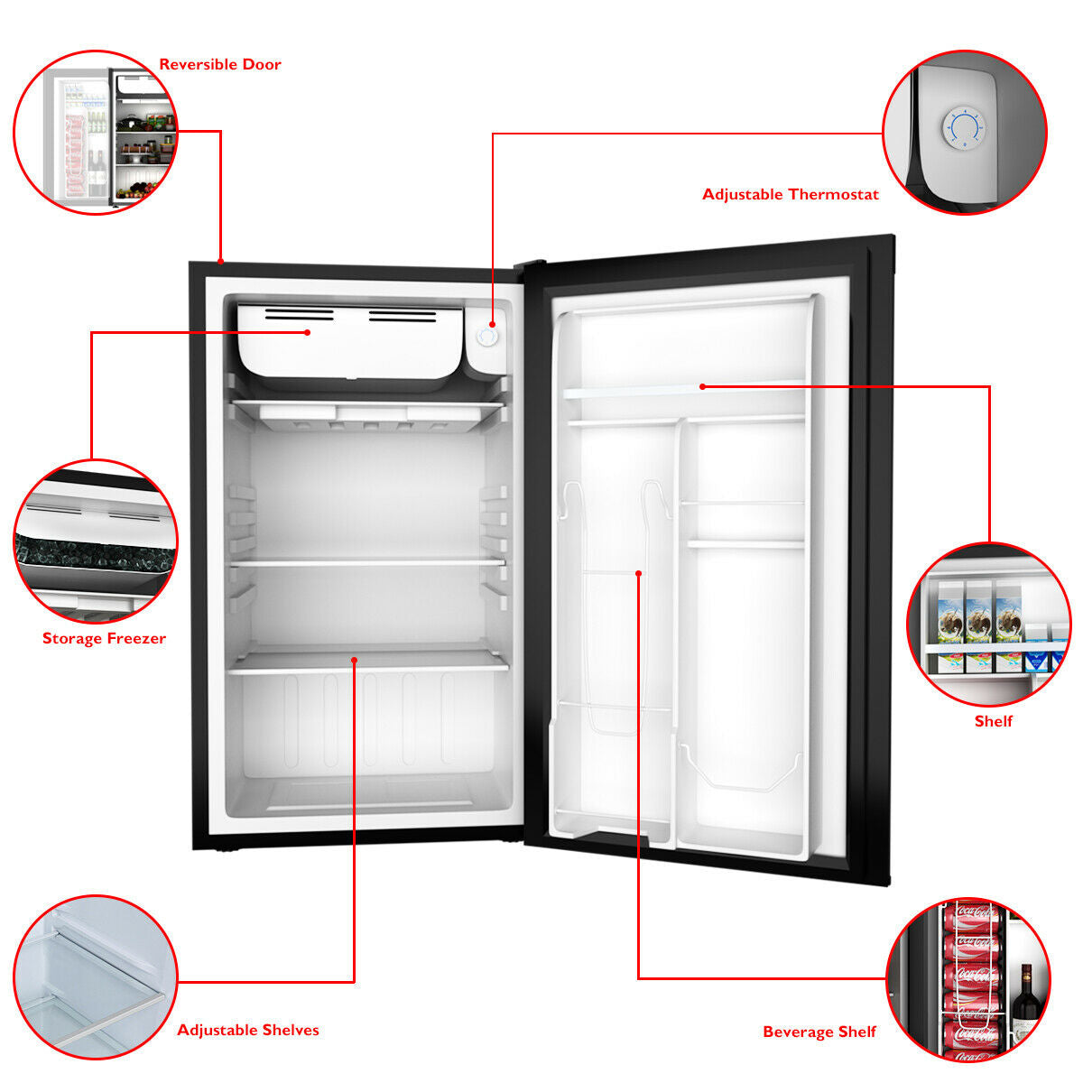 3.2 Cu.Ft. Mini Dorm Compact Refrigerator, Black Refrigerators at Gallery Canada