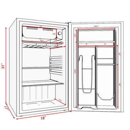 3.2 Cu.Ft. Mini Dorm Compact Refrigerator, Black Refrigerators at Gallery Canada