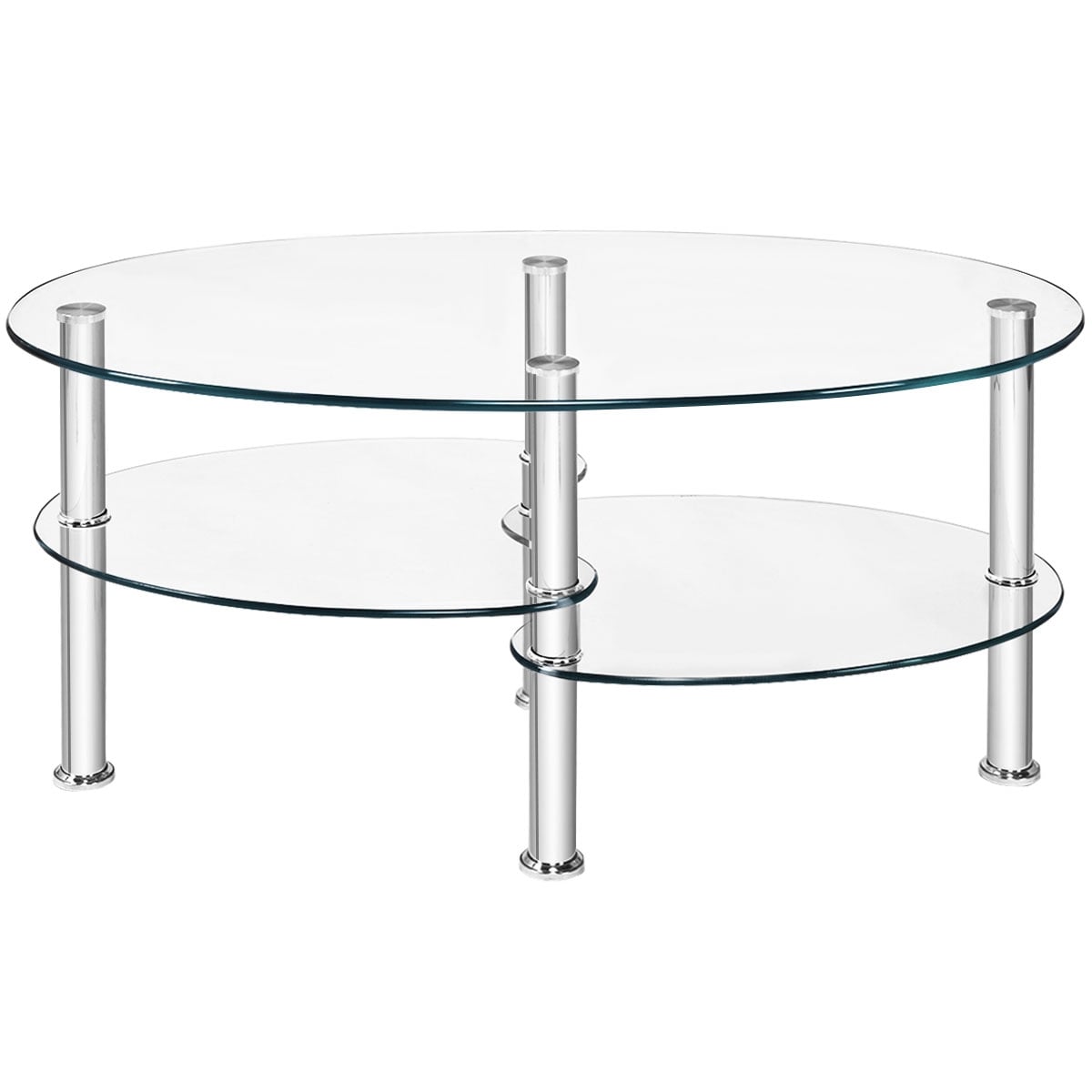 Tempered Glass Oval Side Coffee Table, Transparent Coffee Tables Transparent at Gallery Canada
