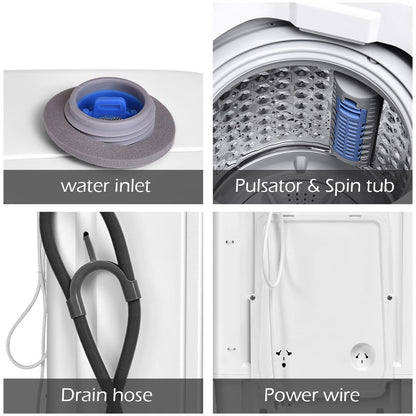 Portable 7.7 lbs Automatic Laundry Washer With Drain Pump, White Washing Machines at Gallery Canada