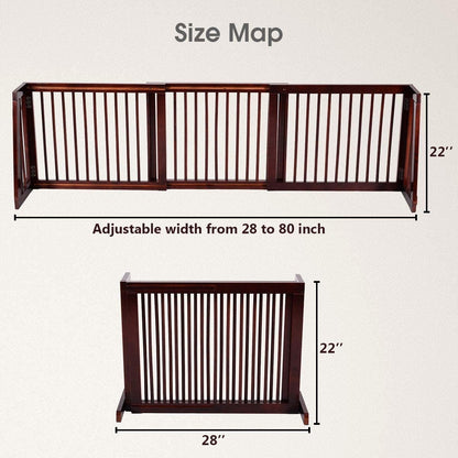 Folding Adjustable 3 Panel Wood Fence, Brown Pet Gate at Gallery Canada