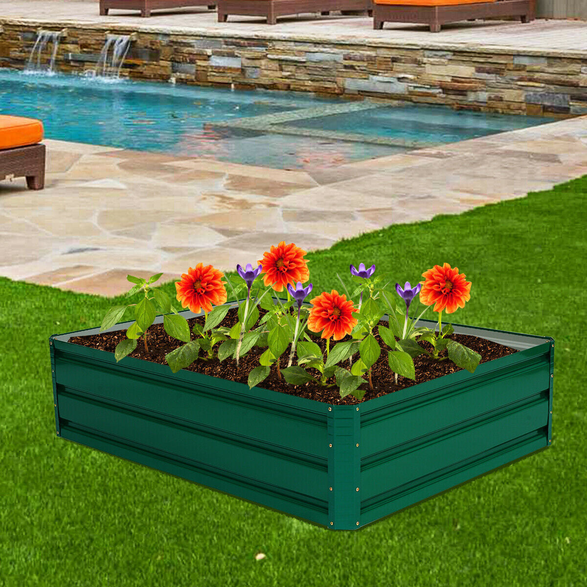 47.5 Inch Raised Garden Bed, Patio Planter, Dark Green Raised Garden Beds at Gallery Canada