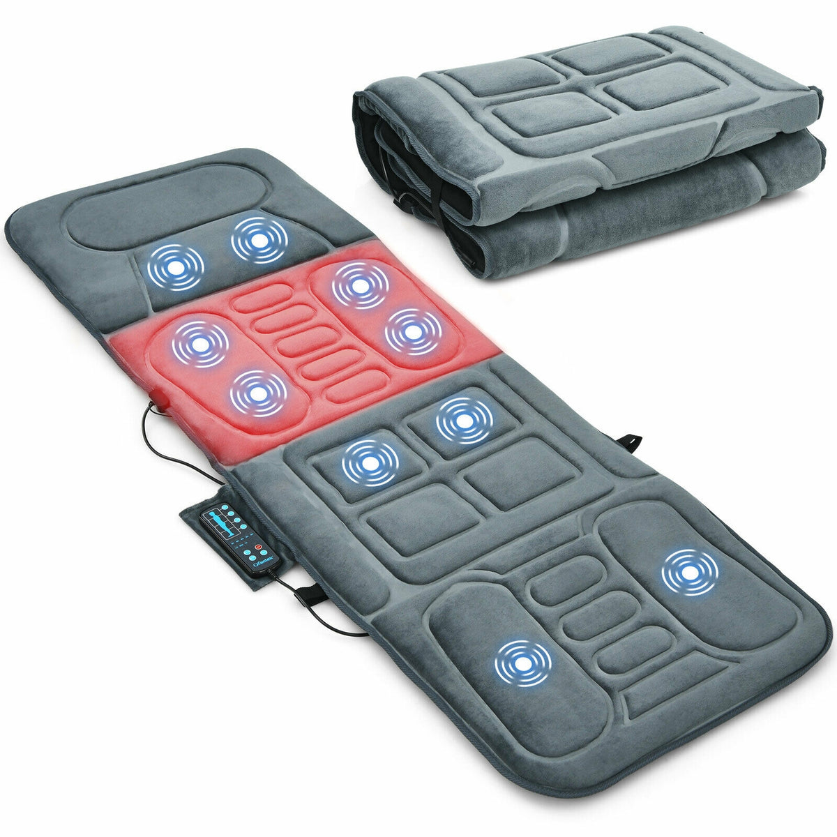 Foldable Massage Mat With Heat, 10 Vibration Motors, Gray Back Massager at Gallery Canada