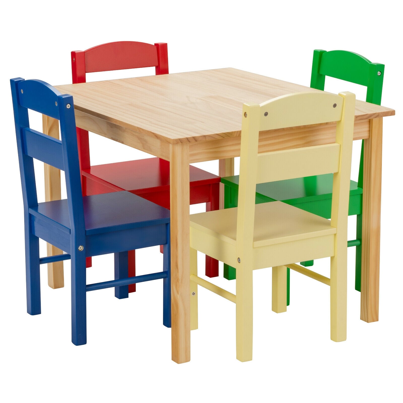5 Pieces Kids Pine Wood Table Chair Set, Multicolor Kids Table & Chair Sets at Gallery Canada
