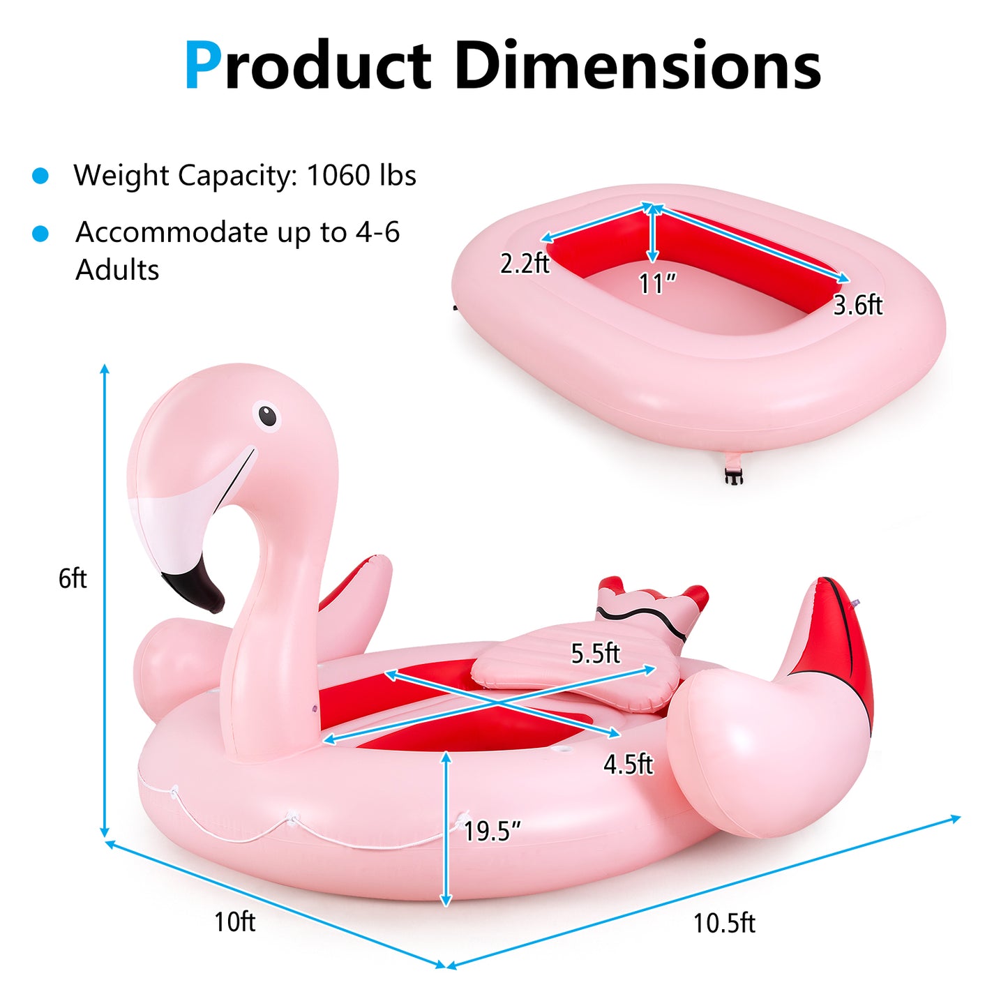 6 Person Inflatable Flamingo Island, 6 Cup Holders, Pink Swimming at Gallery Canada