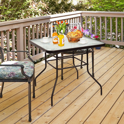 32 Inch Square Patio Table, Tempered Glass Steel Frame, Black Patio Dining Tables at Gallery Canada