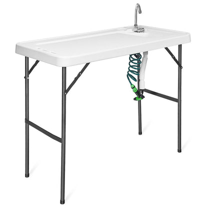 Folding Camping Table With Sink, Faucet, Cutting Board, Sprayer, White Camping Furniture White at Gallery Canada