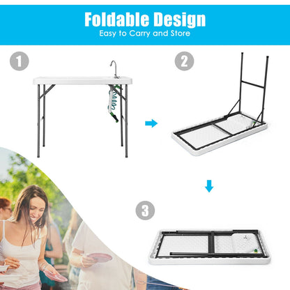 Folding Camping Table With Sink, Faucet, Cutting Board, Sprayer, White Camping Furniture at Gallery Canada