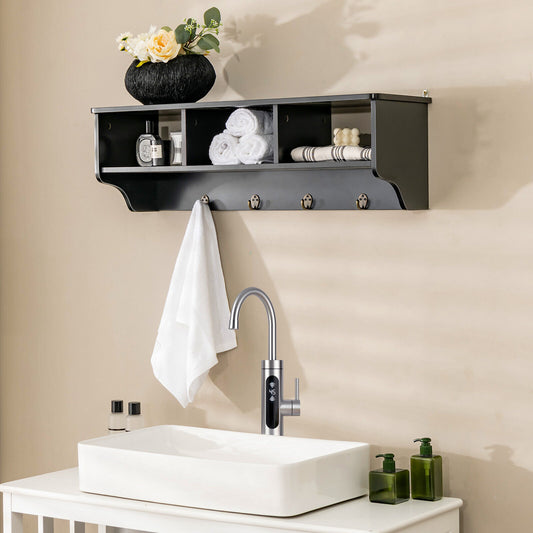 Wall Mount Cubby Organizer Hooks Entryway Storage Shelf, Black Coat Racks & Hall Trees Black at Gallery Canada