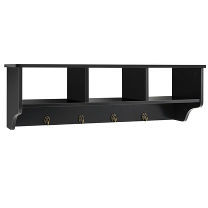 Wall Mount Cubby Organizer Hooks Entryway Storage Shelf, Black Coat Racks & Hall Trees at Gallery Canada