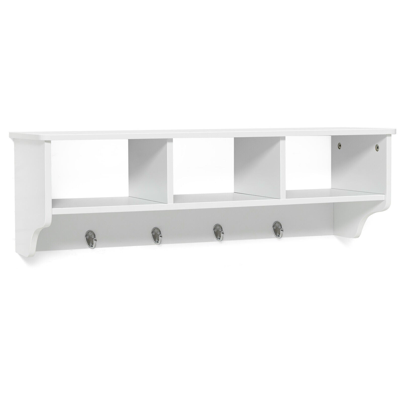 Wall Mount Cubby Organizer Hooks Entryway Storage Shelf, White Coat Racks & Hall Trees at Gallery Canada